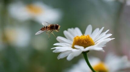 Honeybee on daisy flower