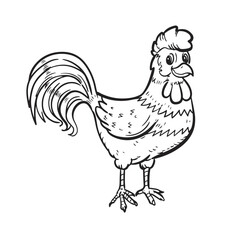 a gentle rooster smiling and looking at you. Vector illustration