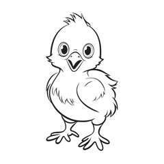 A Happy little chicken ready to play. Vector illustration. Simple drawing