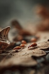 Obraz premium Colorado Potato Beetles Crawling on a Leaf, Illustrating Pest Control and Agricultural Challenges, Perfect for Educational Material and Environmental Awareness Campaigns : Generative AI