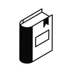 Trendy isometric filled icon showcasing a reading book