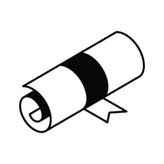 An editable isometric icon representing degree certification