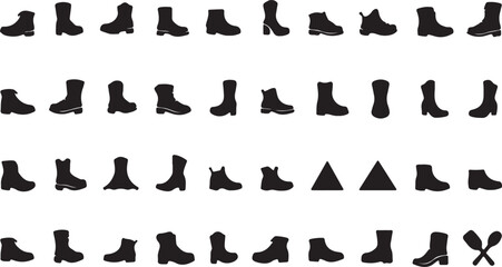 Create a kinds of Hiking icon set, illustration isolated vector sign symbol silhouette with white background.