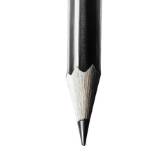 Close-up of a sharpened black pencil tip on a white background, perfect for art and writing enthusiasts. on transparent background