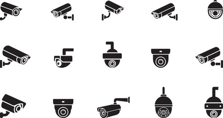 Security camera icons cctv surveillance system equipment. eps-10 © Bhismodeb