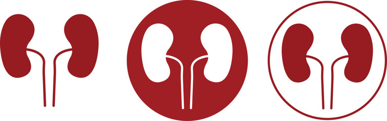Set of Dialysis silhouette icons in trendy red flat styles. Symbols use on website, mobile apps, logos and print media. Vectors illustration from medical and health care collection.