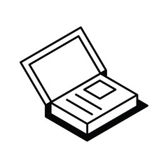 A visually appealing isometric filled icon of handbook