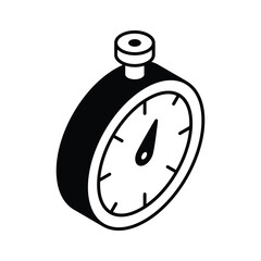 A premium isometric icon of digital stopwatch timer