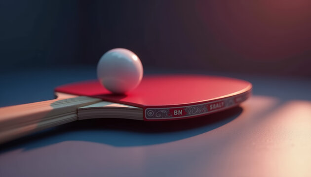 ping pong racket and ball 