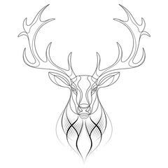 deer head vector illustration coloring page 