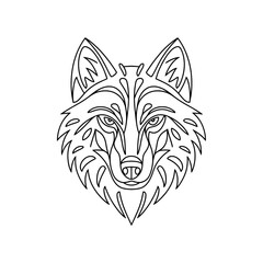 wolf head vector illustration coloring page 