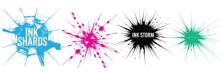 Abstract Ink Splat Flower Explosion grunge shapes