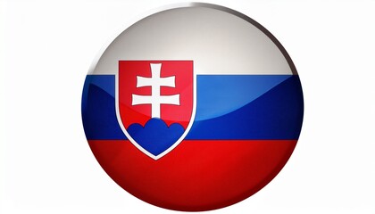 Runder Button mit Flagge der Slowakei &ndash; gl&auml;nzend, 3D-Optik, isoliert auf Wei&szlig;