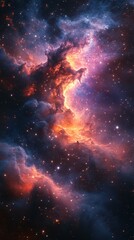 Fototapeta premium Cosmic nebula displays vibrant colors and star formation in deep space