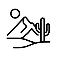 Desert cactus sun icon with transparent background hot climate landscape symbol