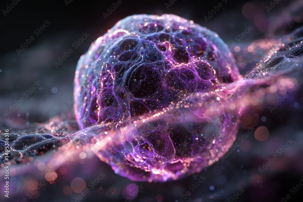 Aufkleber Colorful abstract representation of a galaxy-like structure floating in a cosmic background at nighttime