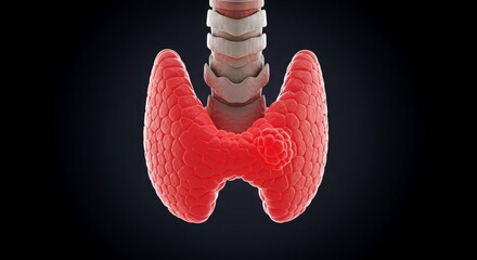 3D illustration of a thyroid gland, highlighting its structure and potential abnormalities.