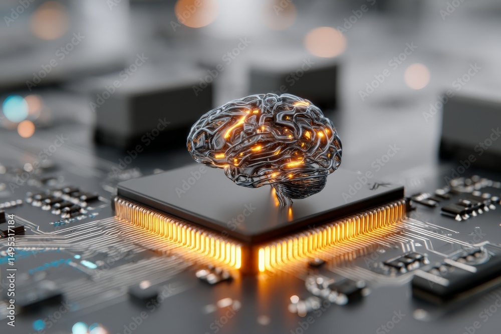 Leinwandbilder innovative digital brain concept integrated with microchip technology showcasing advanced computing