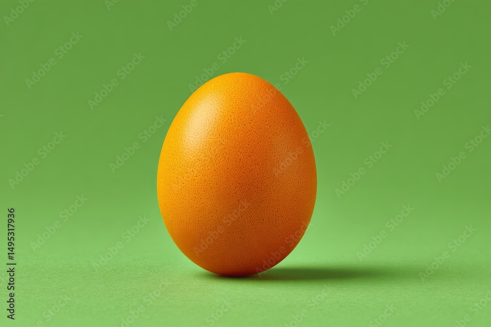 Poster unique orange egg resting on green surface with minimalistic background for creative design inspirat