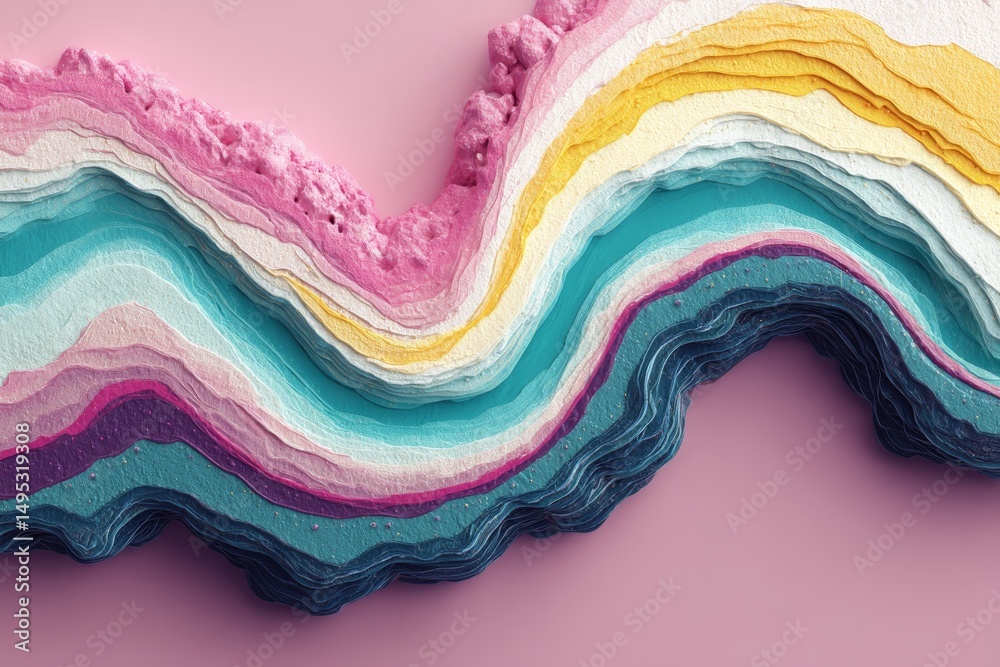 Aufkleber colorful paper layers create an artistic wave effect on a pastel background showcasing creativity in