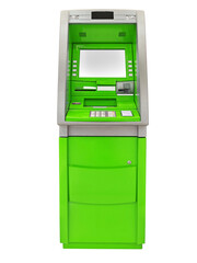 Green ATM, blank white screen for text entry, PNG transparent.