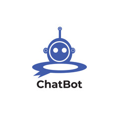 Chatbot logo design concept with robot head ,smart virtual assistant bot head logo illustration