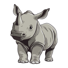 Fototapeta premium rhino, animal, vector, transparent background, mammal, isolated, wildlife, nature, wild, zoo, large, dangerous, horned, big, huge, creature