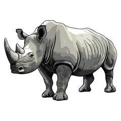 Obraz premium rhino, animal, vector, transparent background, mammal, isolated, wildlife, nature, wild, zoo, large, dangerous, horned, big, huge, creature