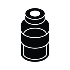 An editable isometric filled icon showing liquid medicine