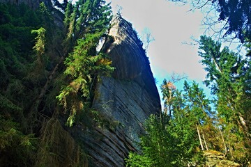 Czech Republic - view of the rock Swallow's nest in Teplice Rocks