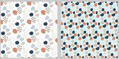 Abstract Neutral Pebble Dots and Brush Textures Set