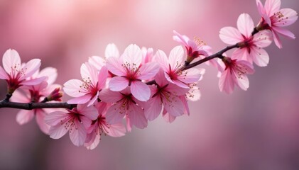 Obraz premium Delicate pink sakura blossoms, full bloom, overlapping petals , texture, art