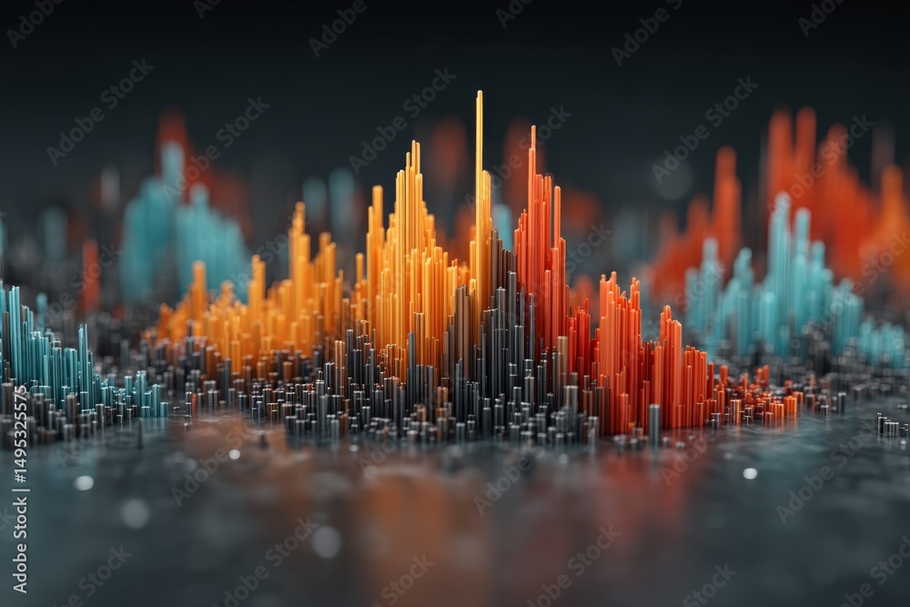 Aufkleber Colorful sound wave visualization shows intricate patterns in data representation