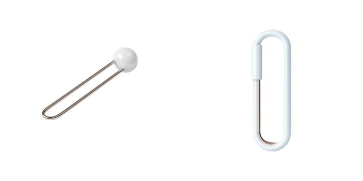 White Safety pin icon. 3d rendering isolated on white background. Cartoon plastic style