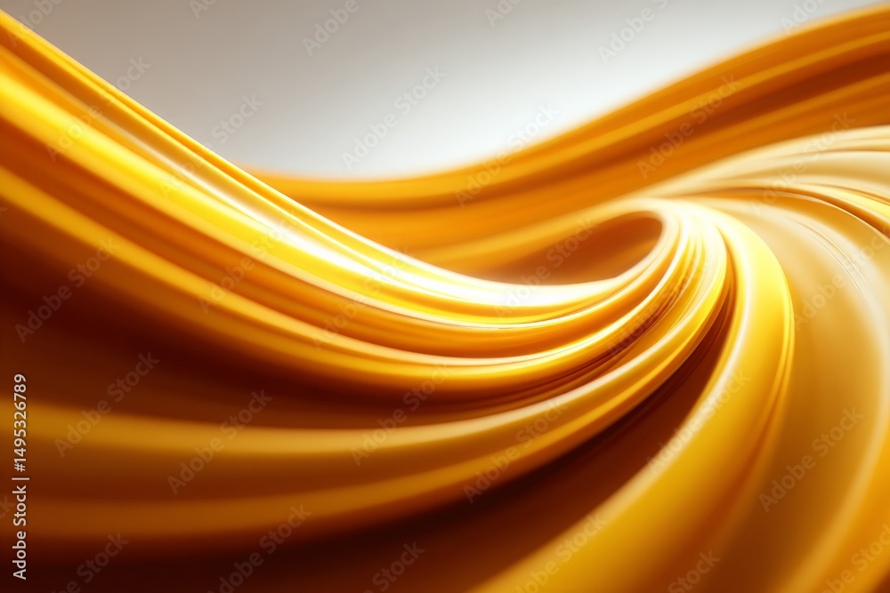 Poster flowing waves of vibrant yellow material create a stunning visual effect in a warm and inviting spac