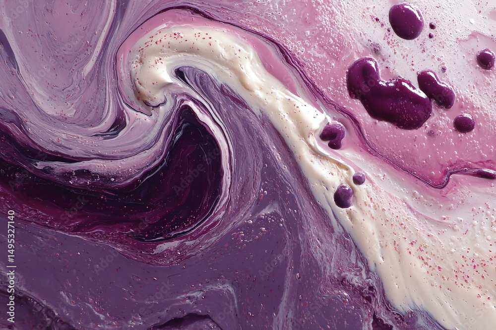 Leinwandbilder Swirling shades of purple and cream create an abstract display of color and texture in an artful mixture