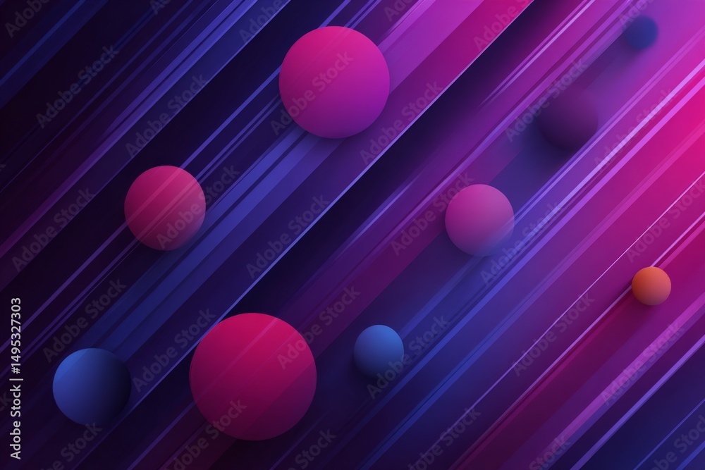 Fototapete colorful abstract patterns with spheres and lines create a dynamic visual experience in modern digit