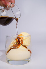 Affogato coffee and ice cream drink