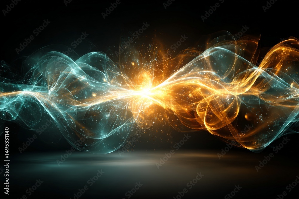 Leinwandbilder Colorful abstract waves of light display dynamic energy in a dark environment during a digital art creation