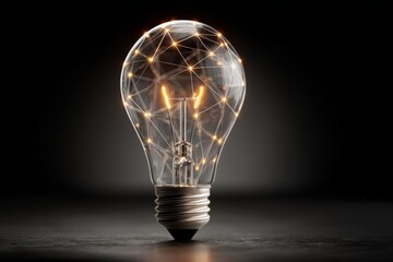 Vintage style light bulb with glowing filament against dark background showcasing intricate design and craftsmanship
