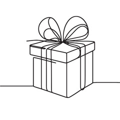 gift box  vector illustration simple one line drawing