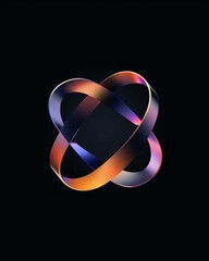Abstract Infinity Loop with Intersecting Rings and Dynamic Gradients on a Black Background Design