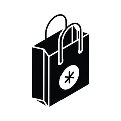 An isometric filled icon of portable medicine bag