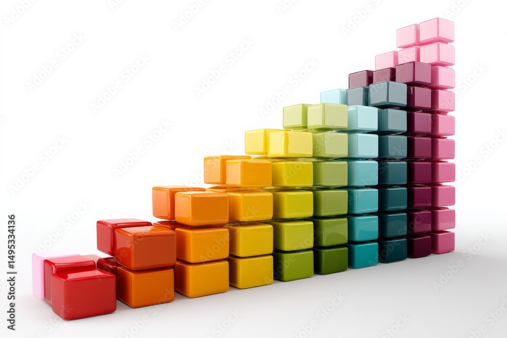 Aufkleber Colorful blocks arranged in a gradient pattern showing progress in a creative and artistic manner