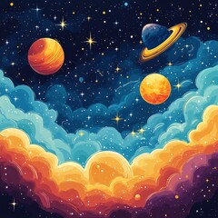 Colorful space planets nebula background image