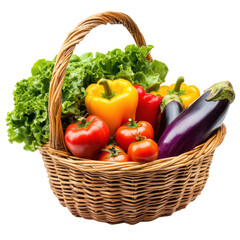 Isolated Basket of Fresh Vegetables