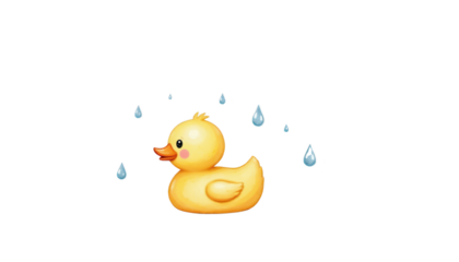 Closeup of a rubber duck with raindrop, study in textures and colors of childhood
