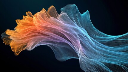 Futuristic tech waves convey real-time data transfer.