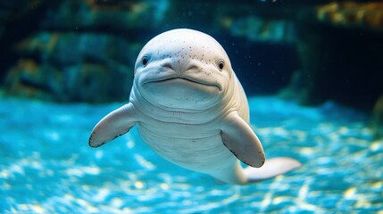 Adorable Baby Baiji Dolphin Swimming Underwater