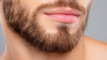 Obraz premium Electrolysis treatment on facial hair is shown in a before-and-after comparison, highlighting hair-free patches, smooth skin, and detailed pore texture in a Digital Rendering with High-Resolution